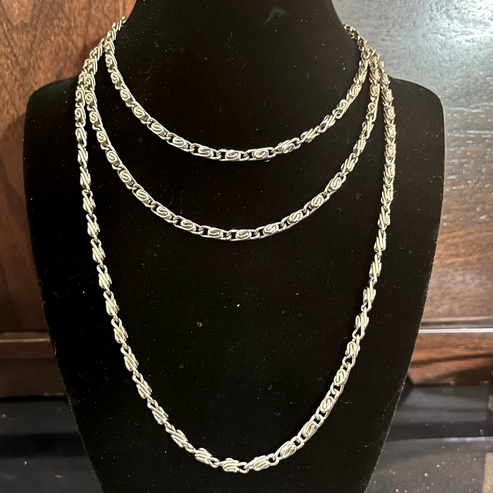 Extra Long Silver Single Double or Triple Necklace - Picture 2 of 5